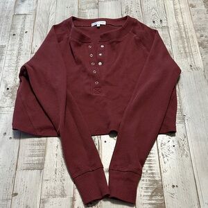 Elegant Burgundy Crop Top with Button Detail
